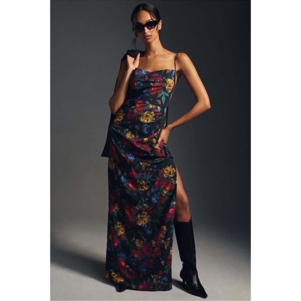 Anthropologie Hutch Floral Pleated Maxi Dress Black Red Size 18W NWT - Picture 9 of 11